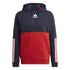 Felpa con cappuccio blu e rossa da uomo adidas Essentials Colorblock Fleece, Abbigliamento Sport, SKU a721000093, Immagine 0